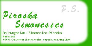 piroska simoncsics business card